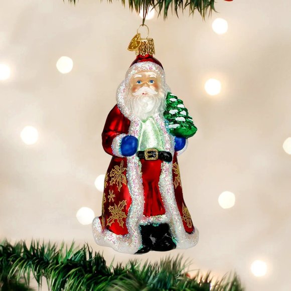 Glistening Golden Santa Holiday Ornament with Keepsake Box |Old World Xmas| NWT - Picture 1 of 7